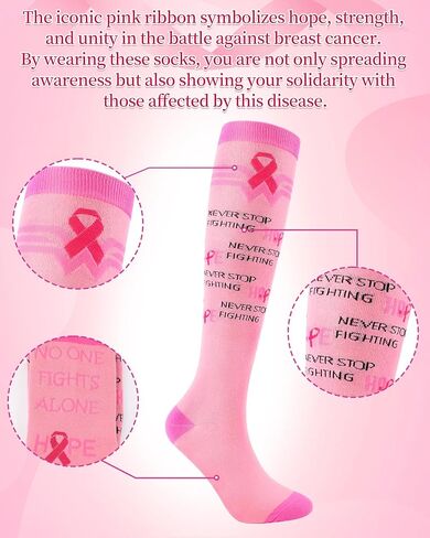Breast Cancer Awareness Socks Get Well Soon Gifts for Women Pink Breast Cancer Socks for Women Pink Ribbon Socks in Saudi Arabia