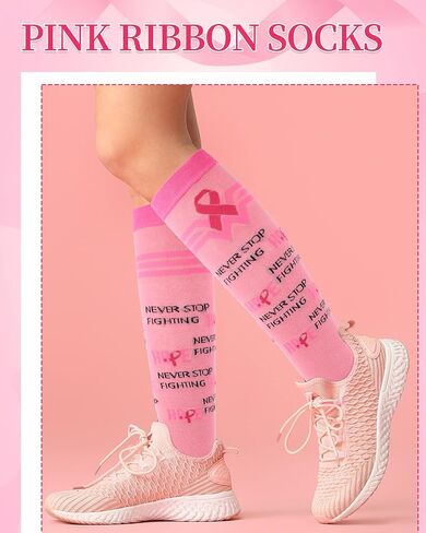 Breast Cancer Awareness Socks Get Well Soon Gifts for Women Pink Breast Cancer Socks for Women Pink Ribbon Socks in Saudi Arabia