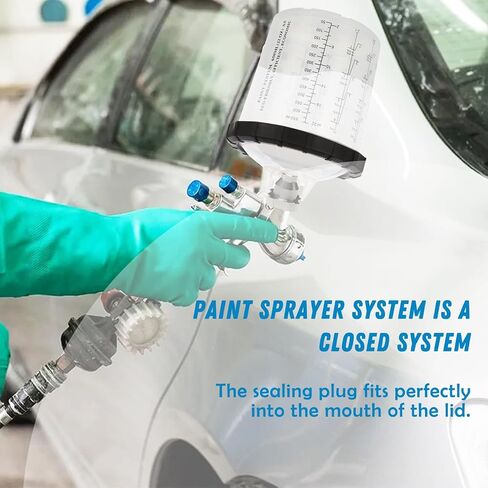 Disposable Paint Sprayer Mixing Cup Kit with 125 Mic 27 Ounce (800ml) Kit 45 Cup Liners,45 Lids, 1 Hard Cup,1 Retainer Ring and 10 Plugs in Saudi Arabia