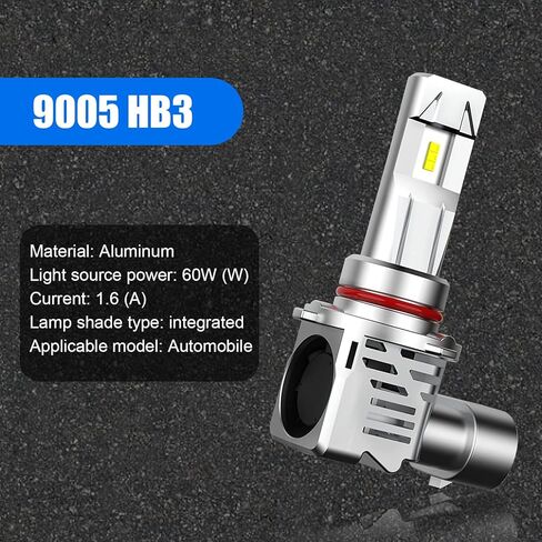 Gunhunt 2 قطعة 9005/HB3 لمبات السيارة، ضوء ضباب أبيض خفيف، مجموعات لمبات السيارة فائقة السطوع 6500K، شعاع ألومنيوم عالي، لمبة إضاءة لاسلكية HB3 لاستبدال الهالوجين in Kuwait