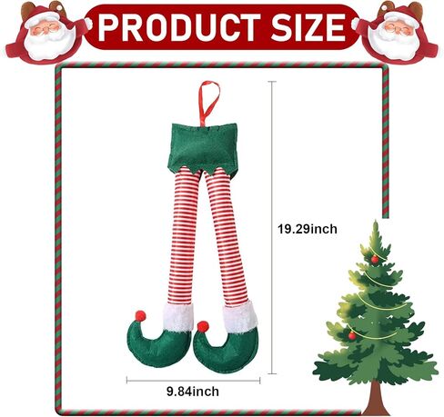 1 PC Car Christmas Elf Leg Trunk Pendant, 19.2" x 9.8" Plush Cute Extended Leg Holiday Accessory, Snap-on Tailgate Hanging Ornaments, Universal for Cars Exterior Decoration (Multicolored) in Saudi Arabia