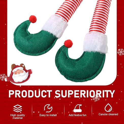 1 PC Car Christmas Elf Leg Trunk Pendant, 19.2" x 9.8" Plush Cute Extended Leg Holiday Accessory, Snap-on Tailgate Hanging Ornaments, Universal for Cars Exterior Decoration (Multicolored) in Saudi Arabia