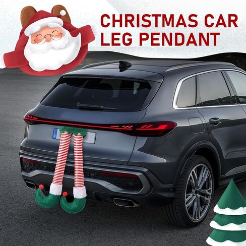 1 PC Car Christmas Elf Leg Trunk Pendant, 19.2" x 9.8" Plush Cute Extended Leg Holiday Accessory, Snap-on Tailgate Hanging Ornaments, Universal for Cars Exterior Decoration (Multicolored) in Saudi Arabia
