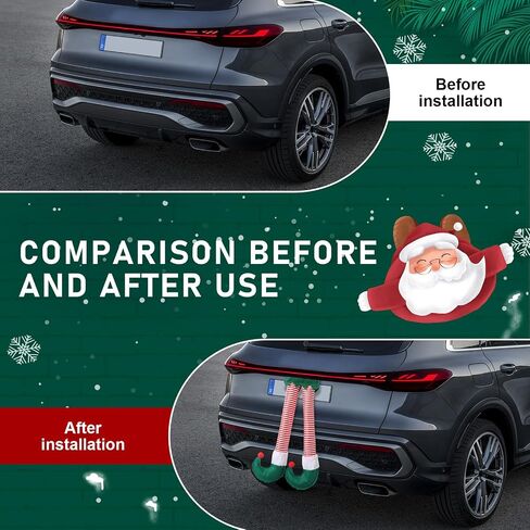1 PC Car Christmas Elf Leg Trunk Pendant, 19.2" x 9.8" Plush Cute Extended Leg Holiday Accessory, Snap-on Tailgate Hanging Ornaments, Universal for Cars Exterior Decoration (Multicolored) in Saudi Arabia