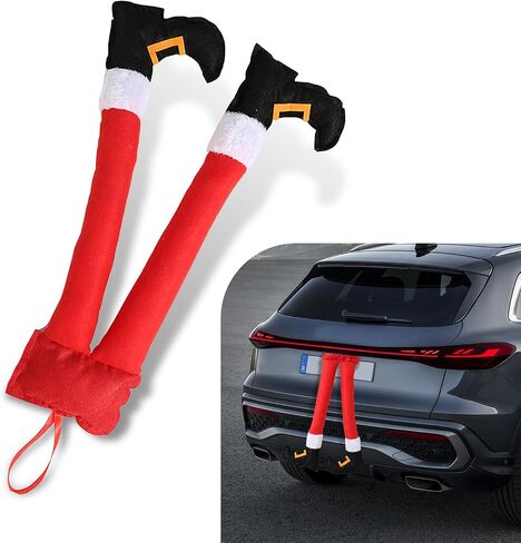 1 PC Car Christmas Elf Leg Trunk Pendant, 19.2" x 9.8" Plush Cute Extended Leg Holiday Accessory, Snap-on Tailgate Hanging Ornaments, Universal for Cars Exterior Decoration (Multicolored) in Saudi Arabia