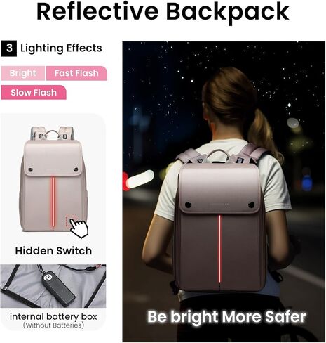 Smart Business Laptop Backpack Led Reflective Travel Backpack Three-Speed Adjustment Expandable Carry-On Laptop Bag for Cycling Work and Daily Use,for Men Women,Black in Saudi Arabia