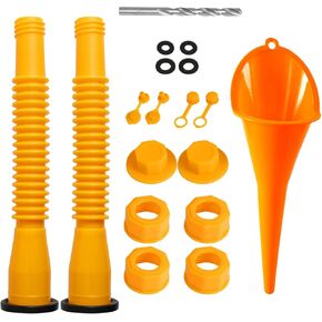 Gas Can Spout Replacement,Gas Can Nozzle Spout Leak-Proof Seal,(2 Kit-Yellow) Fuel Can Spout Replacement,Flexible Pour Nozzle For 1/2/5/10 Gallon Cans
