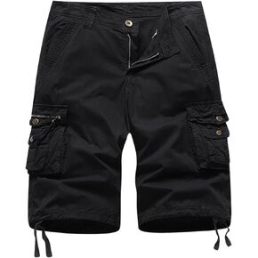 KITKI Men's Cargo Shorts Multi-Pockets Elastic Casual Cotton Waist Camo Shorts