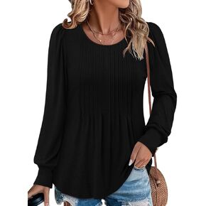 BETTE BOUTIK Long Sleeve Shirts for Women Fall Tops Dressy Blouses Crewneck Tunic Tops for Leggings S-3XL