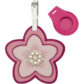 for Airtag Cute Luggage Tag Holder, Leather Travel Suitcase Tracking Case with Name ID Label (Cow)