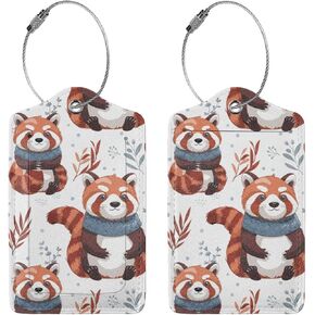 2 Pack Cartoon Cute Highland Funny Cow Luggage Tags for Suitcases, Leather Baggage Tag with Loop, Funny Cool Name Id Card Cover Travel Bag Labels Set for Women Men Boys Girls Kids