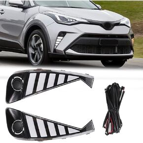 For Toyota CHR 2020 2021 Fog Light Replacement Daytime Running Lights Amber Turn Signal Lamps C HR LED Daylight with Bezel standard CHR020 0