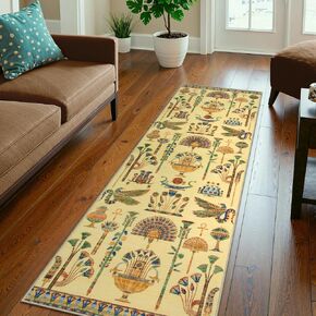 Vintage Egyptian Hallway Runner, 2x8 Ultra-Thin Washable Runner Rug Non Slip Soft Carpet Runners for Hallway 8ft, Stain Resistant Kitchen Runners for Bedroom Entryway(2'x8',Red Brown)