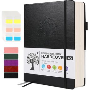 Wide Ruled Notebook Journal for Women & Men, A5 Hardcover Lined Journal Leather Notebook, 324 Numbered 100GSM Pages Thick Notebook for Writing, Study, Work, Campus, School, Note Taking