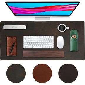 واقي وسادة مكتب من الجلد الطبيعي، منظم لوحة ماوس ممتد، بساط مكتب كبير مقاس 28 × 13 بوصة، نشاف مكتب جلدي غير قابل للانزلاق، وسادة مكتب كمبيوتر محمول، لوحة كتابة للمكتب والمنزل (أسود) in Kuwait