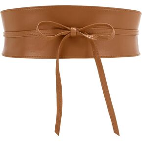WHIPPY Women Obi Waist Belt Faux Leather Wide Wrap Around Bowknot Belt Ladies Waistband Belts for Dress