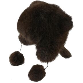 Yoawdats Faur Fur Hat for Women Cute Raccoon Tail Parent-Child Plush Hat 2023 Winter Thick Warm Teen Girls Ms Fur Hats in Saudi Arabia