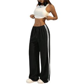 SHENHE Women's Wide Leg Loose Sweatpants Low Rise Y2k Drawstring Workout Sports Pants