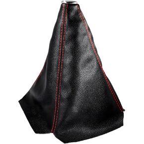 Car Shift Knob Dust Cover, Auto Gear Shift Knob Boot, Dust-proof Shifter Sleeve Replacement Suitable for Most Manual or Automatic Cars, Universal Interior Car Accessories (Leather, Black)