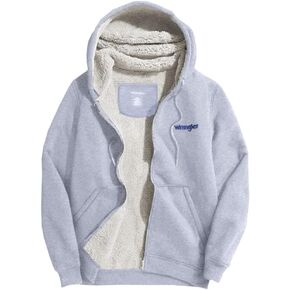 Wrangler Hoodies for Men Big and Tall - Sherpa Lined Zip Up Pullover Sweatshirt