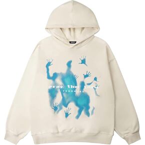 Vamtac Mens Oversized Graphic Y2k Hoodies White Fox Hoodie Fashion Streetwear Casual Hooded Sweatshirt Unisex
