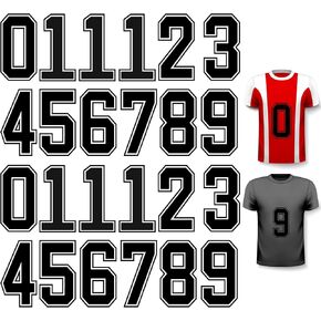 24 Pcs Iron on Numbers, Jersey Heat Transfer Numbers 0 to 9 for Team Uniform Sports T-Shirt Football Basketball Baseball (Black with Black Border, 8 Inch)