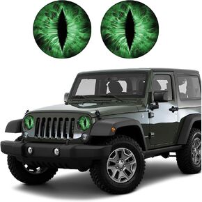2PCS Beast Eyes Headlight Decals, 3D Stereo Eyes Headlight Decal Stickers, Car Body Window Bumper Decoration Stickers, Car Accessories Round Headlight Decal for Jeep Wrangler (Blue)