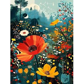 LWZAYS Flower Paint by Numbers Kits for Adults, Flower Paint by Numbers Kits on Canvas, DIY Flower Landscape Oil Painting Drawing Paintworks Gifts for Home Decor Without Frame, 16x20in