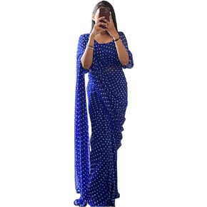 Women's Georgette Printed Ready To Wear one Minute Saree With Unstitched Blouse Piece