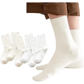 MarJunSep Crew Socks for Women - Cute Thin Cotton Fall Slouch Ankle Socks in Box Clean Vanilla Girl Aesthetic