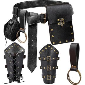 Renaissance Belt Pouch Purse Viking Bracer Hook Halloween Set Medieval Festival Costume Accessory Casual Fanny Pack Waist Bag