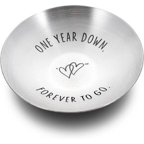1st Year Anniversary Day Gifts for Boyfriend Girlfriend 1 Year Paper Anniversary Steel Gifts Ring Holder Jewelry Tray 1 Year Dating Gift for Him Her Couples Gift First Wedding Anniversary Husband Wife