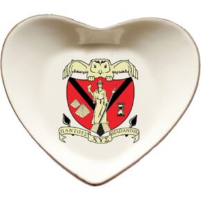Sorority Shop Chi Upsilon Sigma Jewelry Dish - Heart-Shaped High-gloss finish Ceramic tray with Gold Detailing, Multi-Function Ceramic Ring Dish for Home or Office, Ideal for Jewelry and Keys