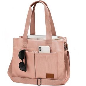 Barsine Laptop Bag for Women With Pockets 15.6 Inch Large Canvas Tote Purse for Work Travel
