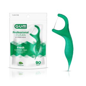GUM Professional Clean Floss Picks - Extra Strong Shred-Resistant Floss, Easy Grip Handle - Dental Flossers for Adults - Fresh Mint Flavor, 150ct (4pk)