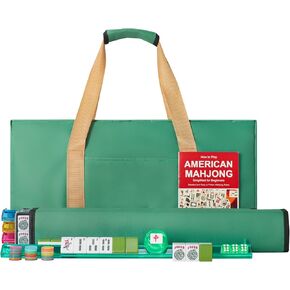 American Mahjong Game Set, 166 Light Green Tiles, 4 All-in-One Color Rack/Pushers, Complete Mahongg Tile Set, Light Green Carrying Bag
