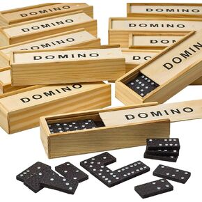 Kicko Mini Wooden Dominoes Set - 12 Pack - Miniature Classic Board Games - Small Blocks, Educational Toys, Game Tiles, Leisure Time, for Teens and Adults
