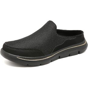 Slip On Mules & Clogs for Womens Mens Light Open Back Shoes Comfort Walking Shoes Breathable Slippers Closed Toe Slides A Black