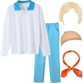 Halloween Costume for Men Classic White Shirt and Pants Outfit Cosplay Fancy Dress Suit