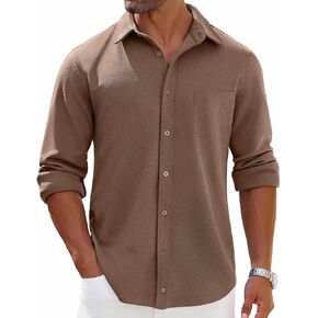 COOFANDY Mens Long Sleeve Button Down Shirts Wrinkle Free Shacket Jacket Stretch Casual Jacket