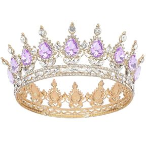 Crown for Women, Queen Crown Tiara for Princess Party (Gold White)