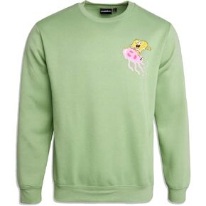 Nickelodeon Men's SpongeBob and Patrick Fleece Sweatshirt - Novelty Crewneck Pullover Graphic Sweatshirt (Sizes: S-XL)