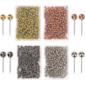 AIEX 1000 Pieces Map Tacks Color Metal Map Push Pins for World Map, Cork Board,Fabric Marking,1/8 inch Metallic Round Head with Stainless Steel Point,4 Colors