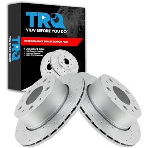 TRQ Rear Performance Brake Rotors Set Premium G-Coated Compatible with 2014-2021 Ram ProMaster 1500 ProMaster 2500 ProMaster 3500