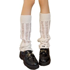 YELAIVP Women's Leg Warmers Kawaii Leg Warmers for Girls Y2k Harajuku Baggy Ripped Leg Warm Socks Goth Lolita Accessories