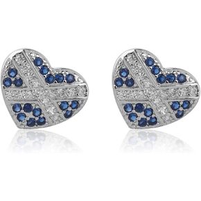 CENWA Tiny Scotland Heart Earrings Scotland Flag Heart Earrings Scottish Blue and White Cross National Flag Stud Earrings