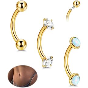 G23 14G Titanium Small Belly Button Rings for Women Internally Threaded Belly Rings Hypoallergenic CZ Opal Navel Rings Tiny Eyebrow Lip Labert Rook Belly Piercing Jewelry 6-16MM