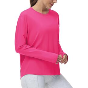 Origiwish Women's Long Sleeve Workout Shirts Loose Fit Athletic Gym Running Hiking Yoga Tops with Thumb Hole