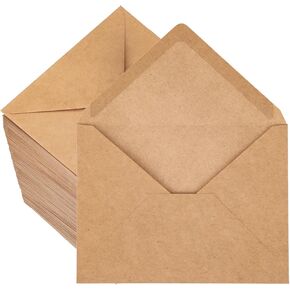 Nicunom 150 Pack Kraft Envelopes, 4 x 6 Inch Brown Self Seal Kraft Paper Envelopes for Invitations, Cards, Postcards
