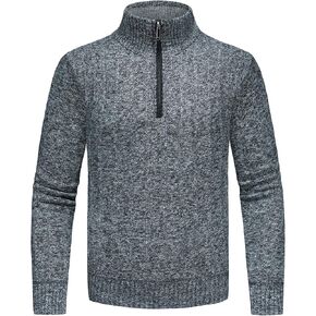 Lamgool Men's 1/4 Zip Pullover Polo Knit Sweater Casual Warm Fall Winter Spring